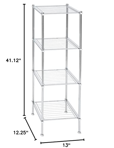 Organize It All 4 Tier Chrome Freestanding Bathroom Storage Shelf