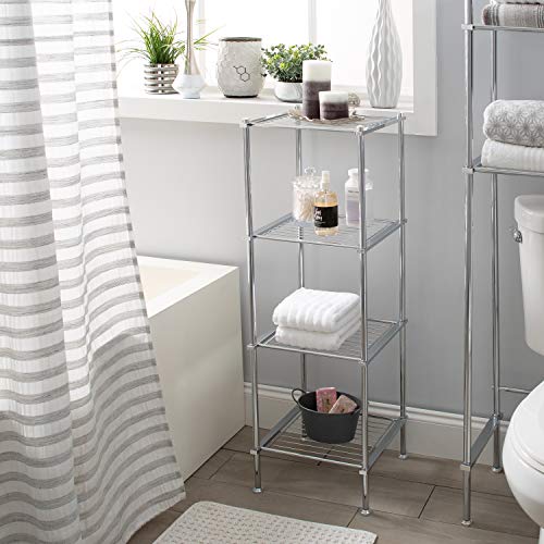 Organize It All 4 Tier Chrome Freestanding Bathroom Storage Shelf