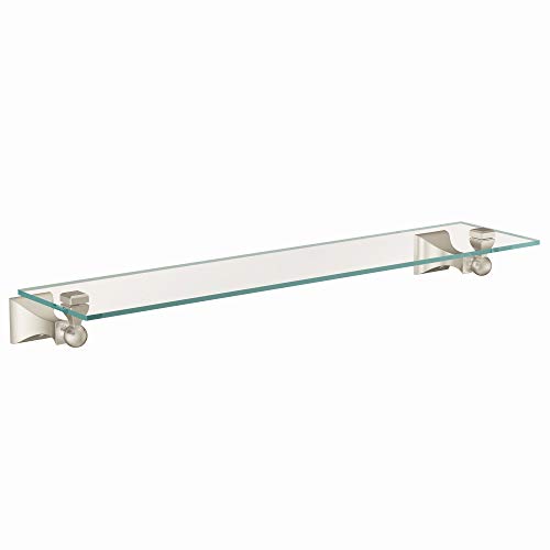 Moen DN8390BN Retreat 22-Inch Wide x 5-Inch Deep Decorative Glass Bathroom Vanity Shelf, Brushed Nickel