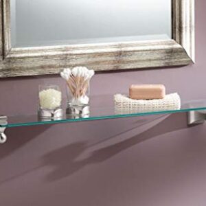 Moen DN8390BN Retreat 22-Inch Wide x 5-Inch Deep Decorative Glass Bathroom Vanity Shelf, Brushed Nickel