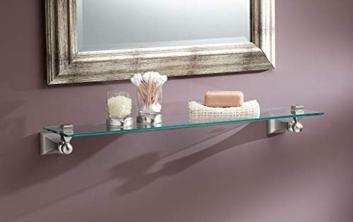 Moen DN8390BN Retreat 22-Inch Wide x 5-Inch Deep Decorative Glass Bathroom Vanity Shelf, Brushed Nickel