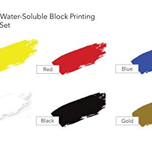 Speedball Water-Soluble Block Printing Ink Starter Set, 6 Bold Colors with Satin Finish, 1.25-Ounce Tubes