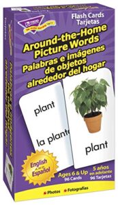 trend enterprises: bilingual around-the-home picture words skill drill flash cards, photos & words, exciting way for all to learn english and espanol, 96 cards included, ages 5 and up