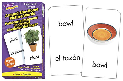 Trend Enterprises: Bilingual Around-The-Home Picture Words Skill Drill Flash Cards, Photos & Words, Exciting Way for All to Learn English and Espanol, 96 Cards Included, Ages 5 and Up