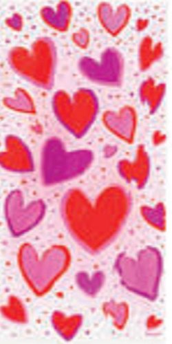20 Hearts Cello Bags - Cellophane Gift Bags with Ties