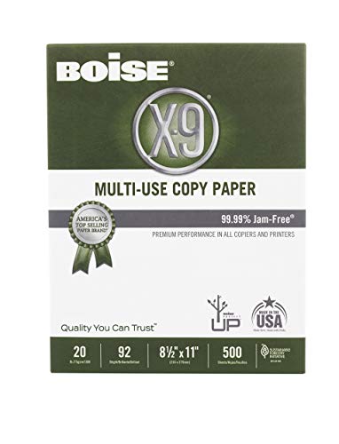 Boise® X-9® Multi-Use Print & Copy Paper, Letter Size (8 1/2" x 11"), 92 (U.S.) Brightness, 20 Lb, White, 500 Sheets Per Ream, Case Of 10 Reams