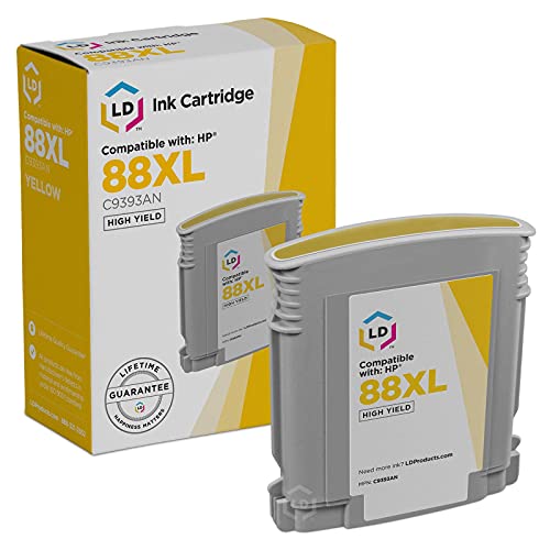 LD Products Remanufactured Ink Cartridge Replacement for HP 88XL C9393AN High Yield (Yellow)