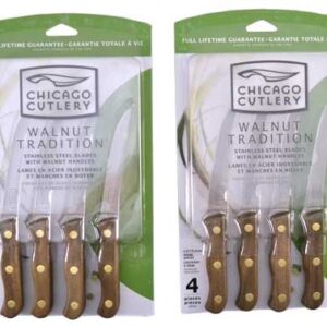 Chicago Cutlery B144 4pc Walnut Tradition Steak Knife Set (2-Pack)