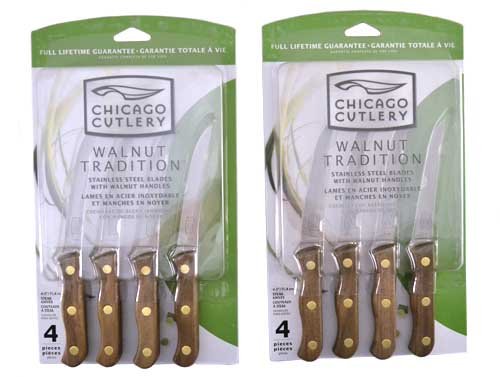 Chicago Cutlery B144 4pc Walnut Tradition Steak Knife Set (2-Pack)