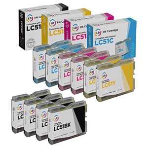 ld compatible ink cartridge replacement for brother lc51 (4 black, 2 cyan, 2 magenta, 2 yellow, 10-pack)