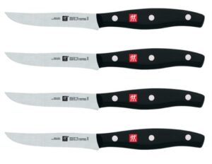 zwilling twin signature steak knife set of four, razor-sharp, made in company-owned german factory with special formula steel perfected for almost 300 years, dishwasher safe