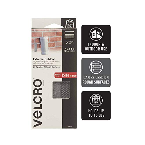 VELCRO Brand Industrial Fasteners Extreme Outdoor Weather Conditions|Professional Grade Heavy Duty Strength Holds up to 15 lbs on Rough Surfaces,4in x 1in (5pk), Strips,Black