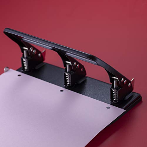 Officemate Medium Duty 3 Hole Punch with Ergonomic Handle, 30 Sheet Capacity, Black (90088)