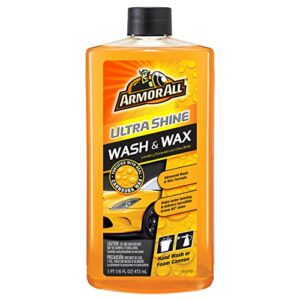ultra shine car wash and wax by armor all, car wax and cleaner for cars, trucks and motorcycles, 16 fl oz