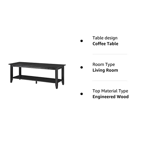 Convenience Concepts American Heritage Coffee Table with Shelf, Black