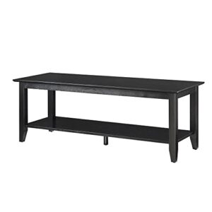 convenience concepts american heritage coffee table with shelf, black