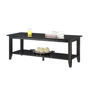 Convenience Concepts American Heritage Coffee Table with Shelf, Black