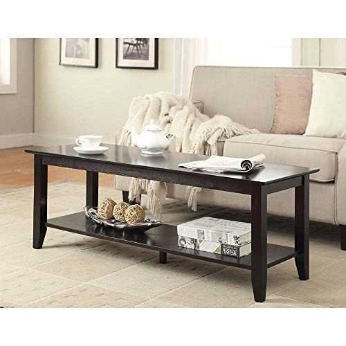 Convenience Concepts American Heritage Coffee Table with Shelf, Black