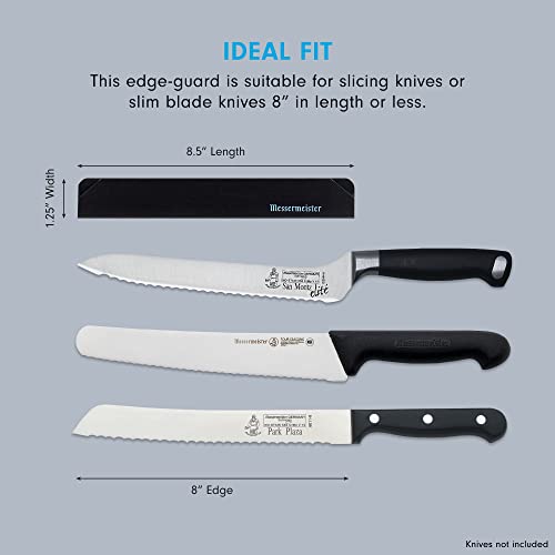 Messermeister 8” Slicer Edge-Guard, Black - Fashionable & Functional Knife Protector for Carving & Slim-Blade Knives - 2 Blade Entry Notches - 8.5” x 0.9375”