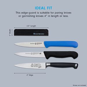 Messermeister 4” Parer Edge-Guard, Black - Fashionable & Functional Knife Protector for Paring & Garnishing Blades - 2 Blade Entry Notches - 4.5” x 0.9375”