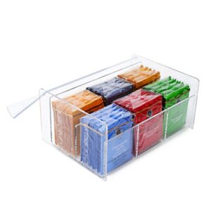 Stock Your Home Acrylic 6 Section Tea Bag Box (Clear) (8.5"L x 5.5"W x 3.5"H)