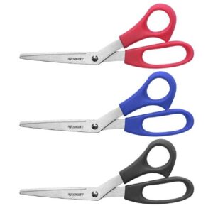 westcott 8″ bent all-purpose scissors, 3-pack, assorted colors