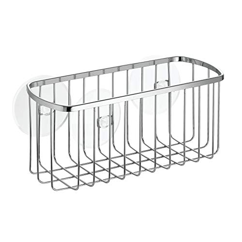 InterDesign Suction, Rectangle Basket, Polished Stainless Steel