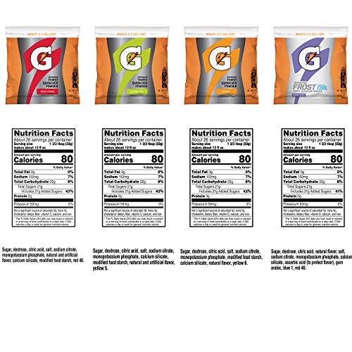 Gatorade - 3944 Powder Variety Pack (Lemon-Lime, Orange, Fruit Punch, Riptide Rush), 21-Ounce Pouches (Pack of 32)