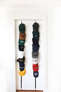 cap rack 2 pack – holds up to 16 caps for baseball / ball caps – best over door closet organizer for men, boy or women hat collections – display racks with clips, perfect holder and storage