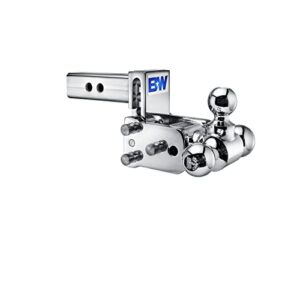 B&W Trailer Hitches Chrome Tow & Stow Adjustable Trailer Hitch Ball Mount - Fits 2" Receiver, Tri-Ball (1-7/8" x 2" x 2-5/16"), 3" Drop, 10,000 GTW - TS10047C