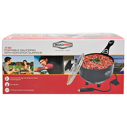 Roadpro RPSP225NS 12-Volt Portable Saucepan with Non-Stick Surface,Black