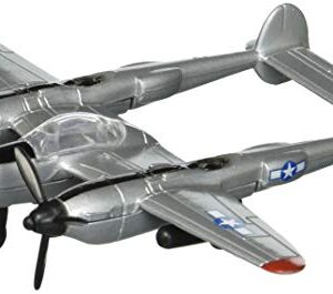 Hot Wings Planes P-38 Lightning with Connectible Runway Die Cast Plane,Grey