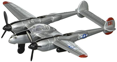 Hot Wings Planes P-38 Lightning with Connectible Runway Die Cast Plane,Grey