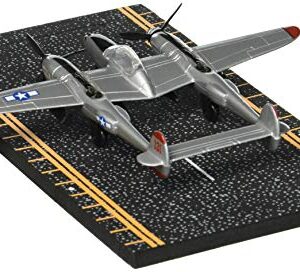 Hot Wings Planes P-38 Lightning with Connectible Runway Die Cast Plane,Grey