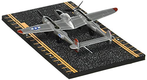 Hot Wings Planes P-38 Lightning with Connectible Runway Die Cast Plane,Grey