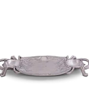 Arthur Court Aluminum Metal Crab Platter / Tray Heavy Quality Coastal Décor for Serving Food and Drinks 24 inch x 13.5 inch