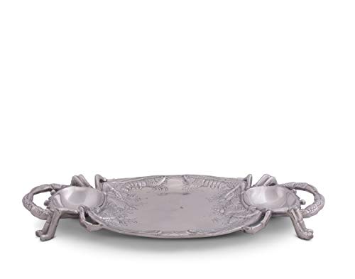 Arthur Court Aluminum Metal Crab Platter / Tray Heavy Quality Coastal Décor for Serving Food and Drinks 24 inch x 13.5 inch