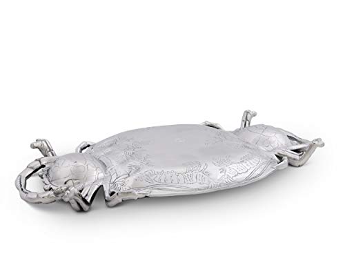 Arthur Court Aluminum Metal Crab Platter / Tray Heavy Quality Coastal Décor for Serving Food and Drinks 24 inch x 13.5 inch