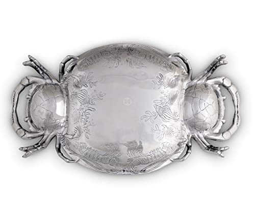 Arthur Court Aluminum Metal Crab Platter / Tray Heavy Quality Coastal Décor for Serving Food and Drinks 24 inch x 13.5 inch