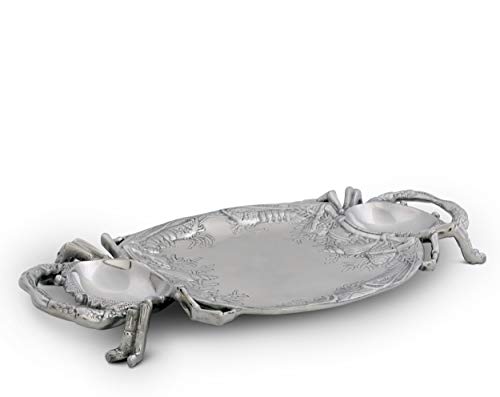 Arthur Court Aluminum Metal Crab Platter / Tray Heavy Quality Coastal Décor for Serving Food and Drinks 24 inch x 13.5 inch