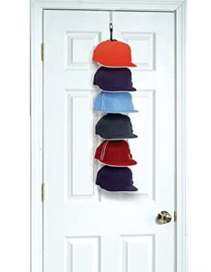 perfect curve cap rack18 system – hat racks for baseball caps | hat organizer for closet | over door hanger | over door organizer | six clips hold up to 18 caps | black