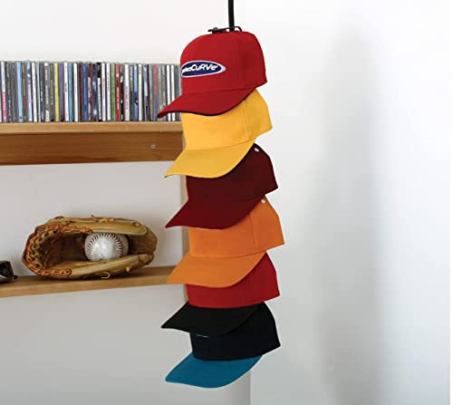 Perfect Curve Cap Rack18 System – Hat Racks for Baseball Caps | Hat Organizer for Closet | Over Door Hanger | Over Door Organizer | Six Clips Hold up to 18 Caps | Black