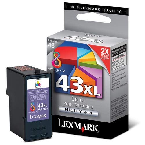 Lexmark 18Y0143 43 P350 X4850 X4875 X4950 X4975 X6570 X6575 X7550 X7675 X9350 X9570 X9575 Z1520 Ink Cartridge (Color) in Retail Packaging