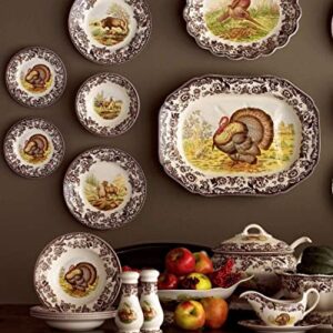 Spode Woodland Oval Fluted Dish with Pheasant Design | 14.5 Inch Large Serving Platter | Serving Tray for Events, Dinner Parties, and Thanksgiving | Microwave and Dishwasher Safe
