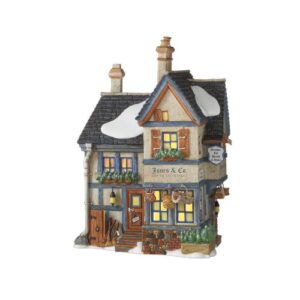 department 56 dickens’ village jones and co. brush and basket shop lit building