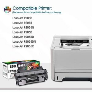 Cool Toner Compatible 05A Toner Cartridge Replacement for HP CE505A Toner Cartridge for HP Laserjet P2035 P2055DN P2035N P2030 P2050 P2055D P2055X Printer Ink (Black, 2-Pack)