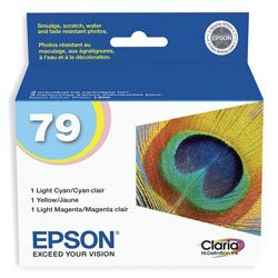 epson 79 t079921 claria high-capacity color ink cartridges (light cyan, yellow and light magenta)- 3 count