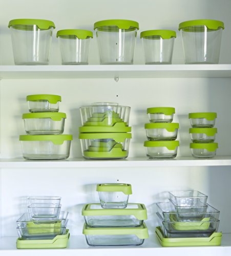 Anchor Hocking TrueSeal 1-Cup Glass Food Storage Container with Airtight Lid, Green