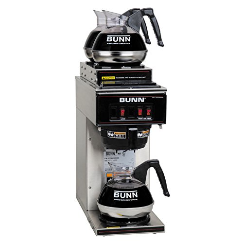 BUNN 13300.0004 VP17-3SS2U Pourover Commercial Coffee Brewer with One Lower and Two Upper Warmers, Stainless Steel