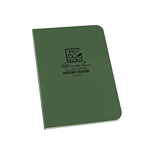 Rite in the Rain Weatherproof Soft Cover Pocket Notebook, 3 1/2" x 5", Green Cover, Universal Pattern (No. 954)